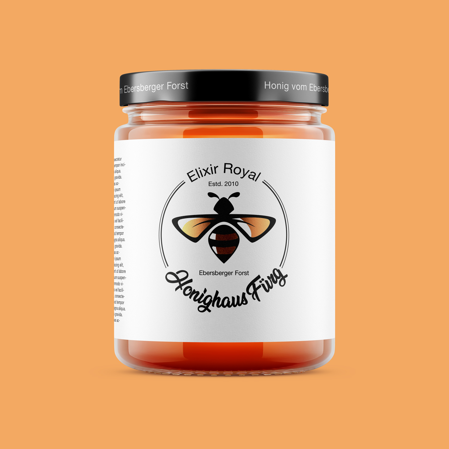 3D Visualisierung von einem Glas Honig mit Logo